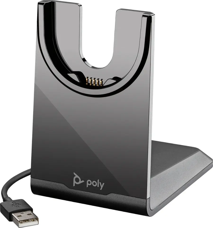 Alt View 14. Poly - Voyager Focus 2 Wireless Noise Cancelling On-Ear Headset with Charge Stand - Black.