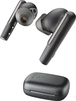 Front. Poly - Voyager Free 60 True Wireless Earbuds with Active Noise Canceling - Black.
