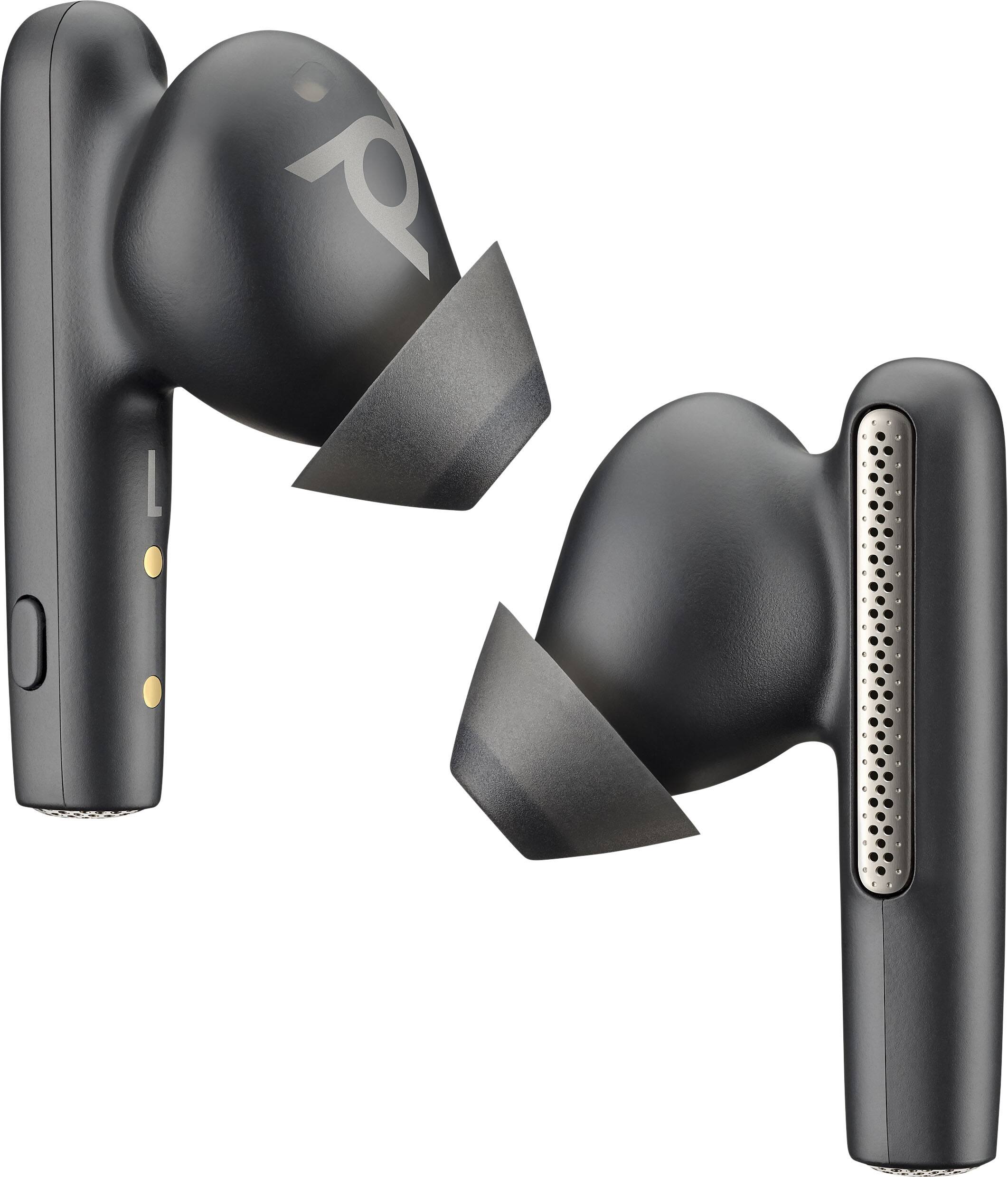 Left. Poly - Voyager Free 60 True Wireless Earbuds with Active Noise Canceling - Black.