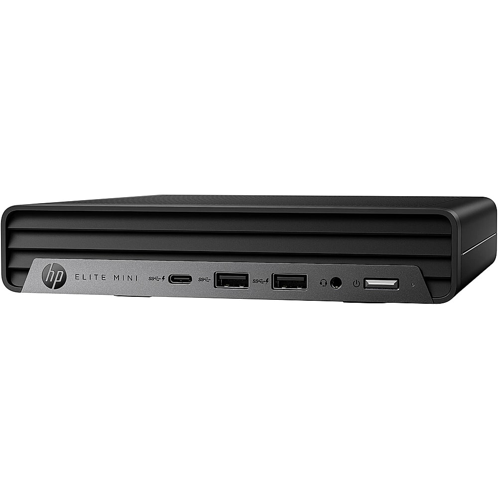 Left View: HP - Elite 800 G9 Mini Desktop - Intel Core i7 - 16GB Memory - 256GB SSD - Black