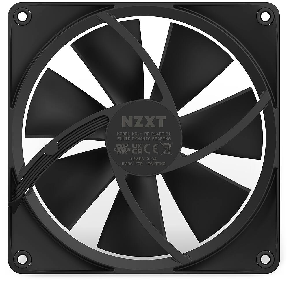 Alt View 14. NZXT - F140 RGB 140mm Computer Case Fan with Fluid Dynamic Bearings - Black.