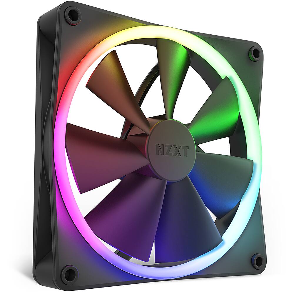 Alt View 1. NZXT - F140 RGB 140mm Computer Case Fan with Fluid Dynamic Bearings - Black.