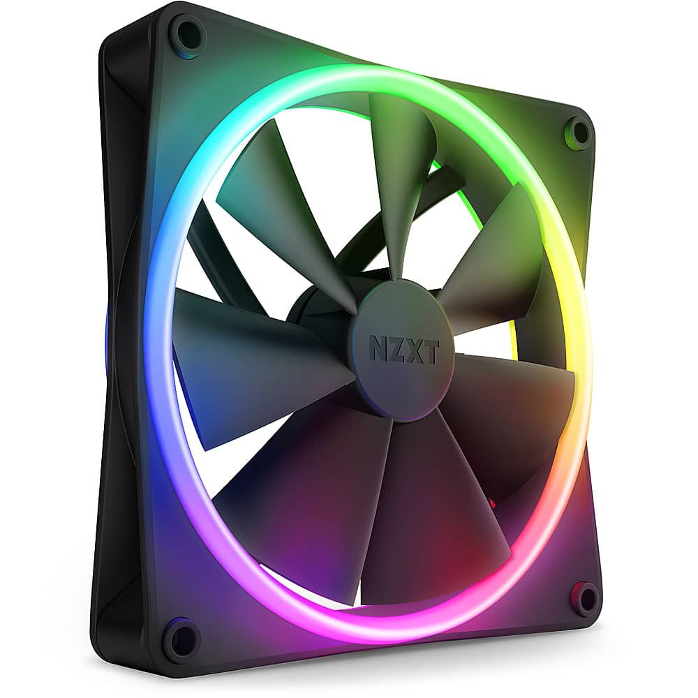 Front. NZXT - F140 Duo RGB 140mm Computer Case Fan with Fluid Dynamic Bearings - Black.