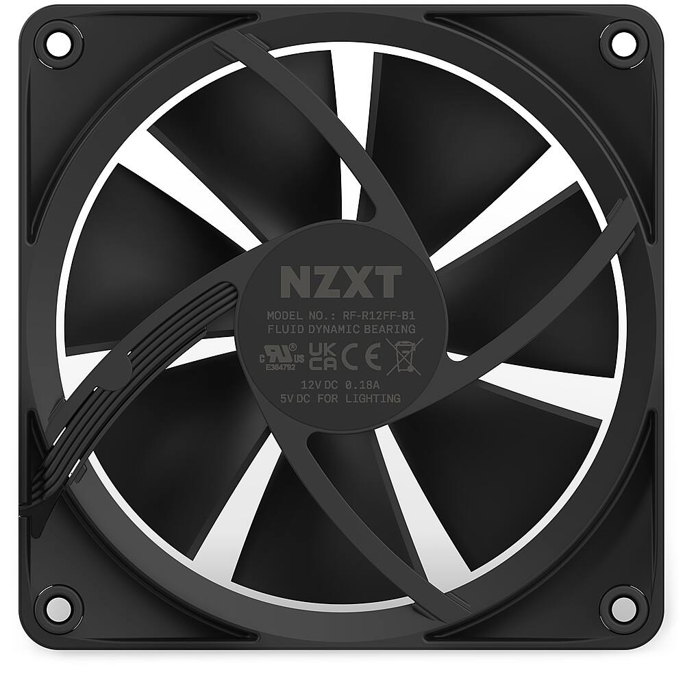 Alt View 14. NZXT - F120 RGB 120mm Computer Case Fan with Fluid Dynamic Bearings - Black.