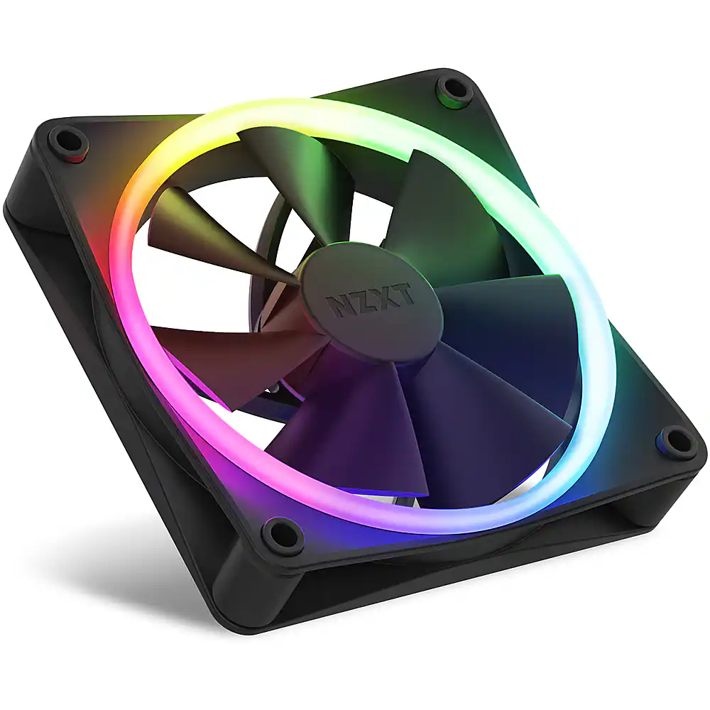 Alt View 1. NZXT - F120 RGB 120mm Computer Case Fan with RGB Controller and Fluid Dynamic Bearings (3-pack) - Black.
