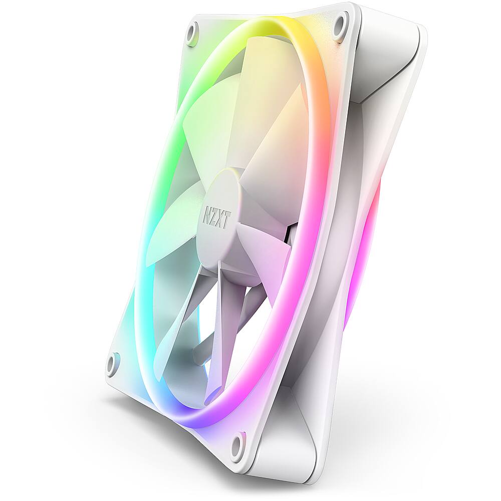 Alt View 12. NZXT - F140 Duo RGB 140mm Computer Case Fan with RGB Controller and Fluid Dynamic Bearings (2-pack) - White.