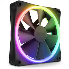 Front. NZXT - F120 Duo RGB 120mm Computer Case Fan with Fluid Dynamic Bearings - Black.