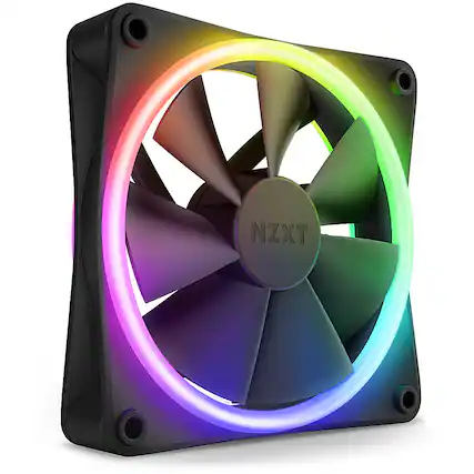 Front. NZXT - F120 Duo RGB 120mm Computer Case Fan with Fluid Dynamic Bearings - Black.