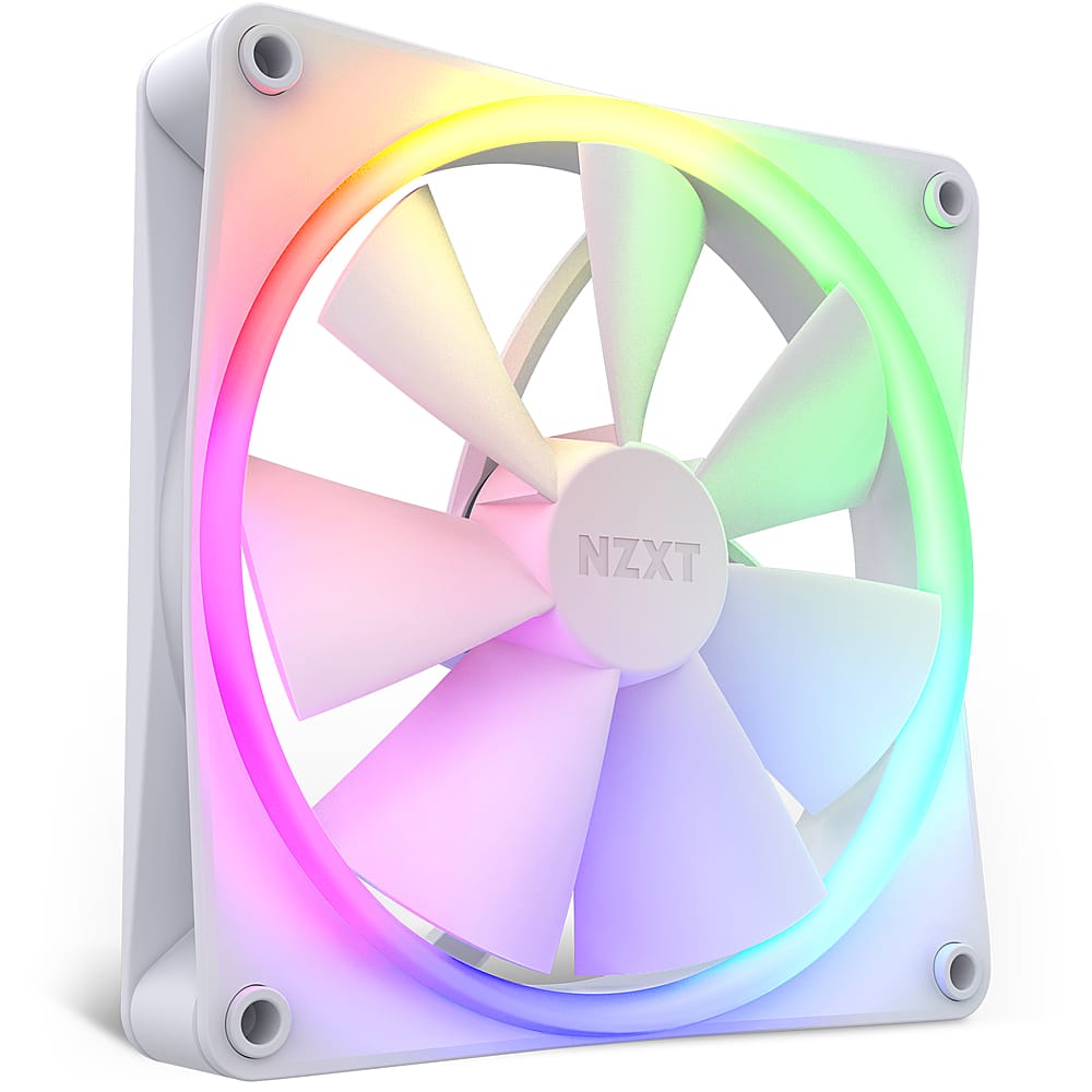 Front. NZXT - F140 RGB 140mm Computer Case Fan with Fluid Dynamic Bearings - White.