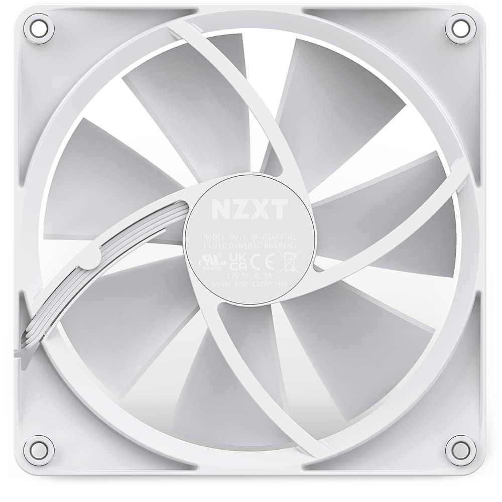 Alt View 14. NZXT - F140 RGB 140mm Computer Case Fan with Fluid Dynamic Bearings - White.