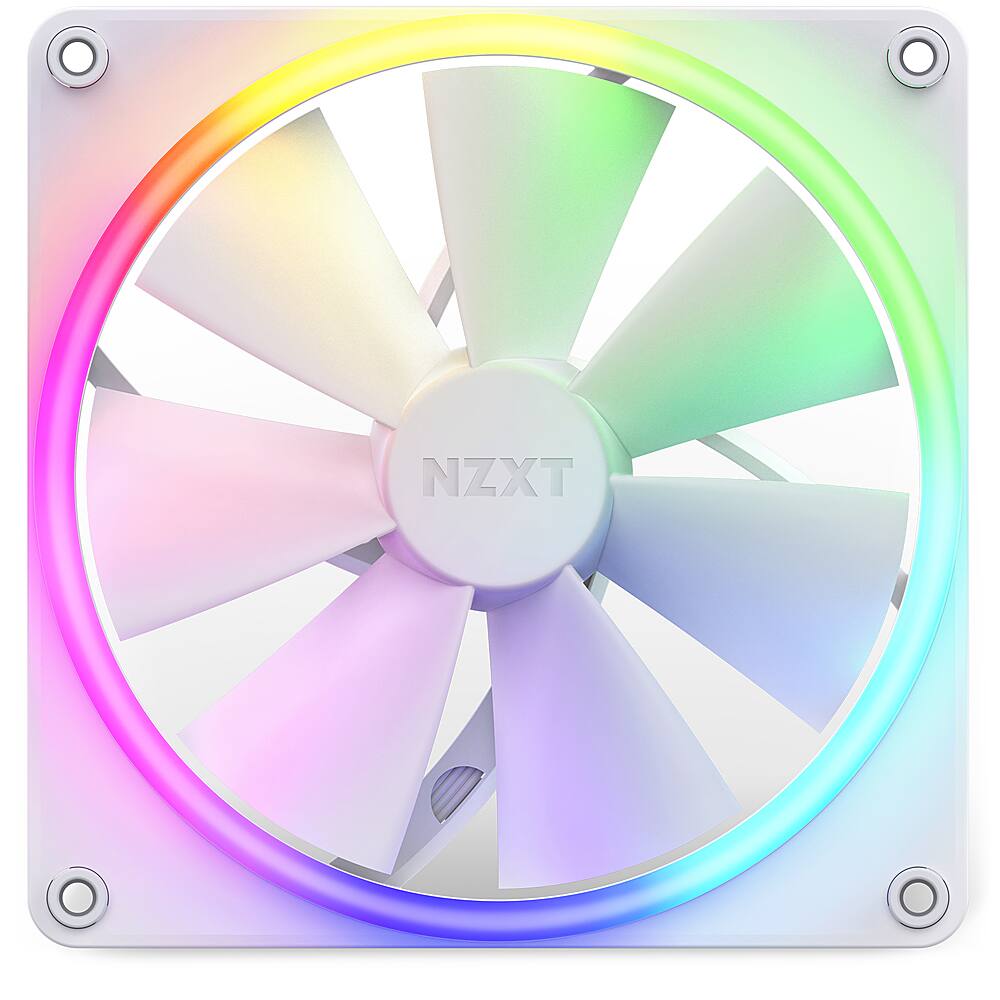 Alt View 1. NZXT - F140 RGB 140mm Computer Case Fan with Fluid Dynamic Bearings - White.