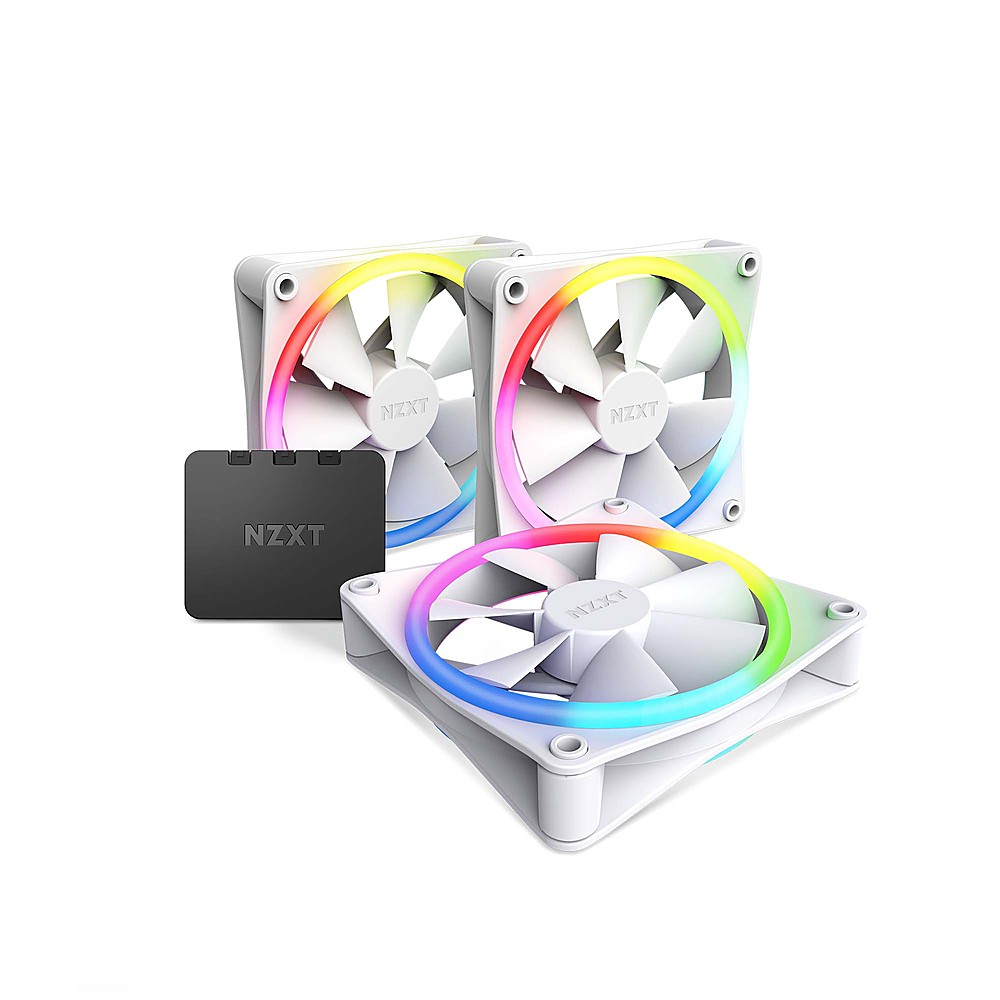  NZXT F120 RGB Duo Triple Pack - 3 x 120mm Dual-Sided RGB Fans  with RGB Controller – 20 Individually Addressable LEDs – Balanced Airflow  and Static Pressure – Fluid Dynamic Bearing – PWM – White : Electronics