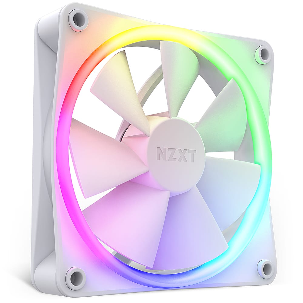 NZXT - F120 RGB 120mm Computer Case Fan with Fluid Dynamic Bearings - White - Front_Zoom