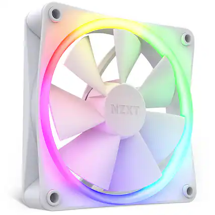 Front. NZXT - F120 RGB 120mm Computer Case Fan with Fluid Dynamic Bearings - White.