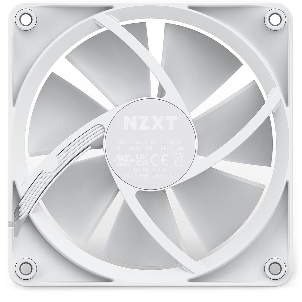 Alt View 14. NZXT - F120 RGB 120mm Computer Case Fan with Fluid Dynamic Bearings - White.