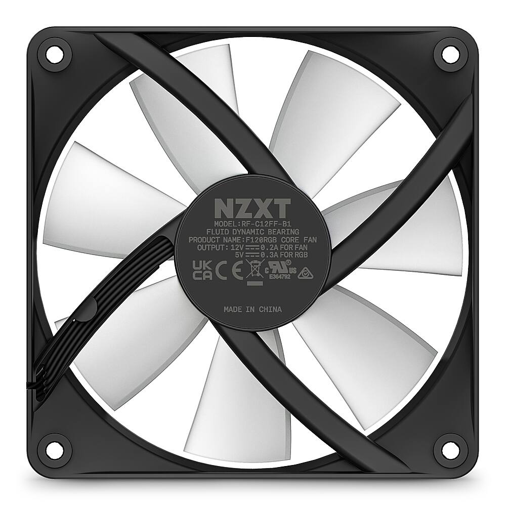 Alt View 14. NZXT - F120 Core RGB 120mm Computer Case Fan with Fluid Dynamic Bearings - Black.