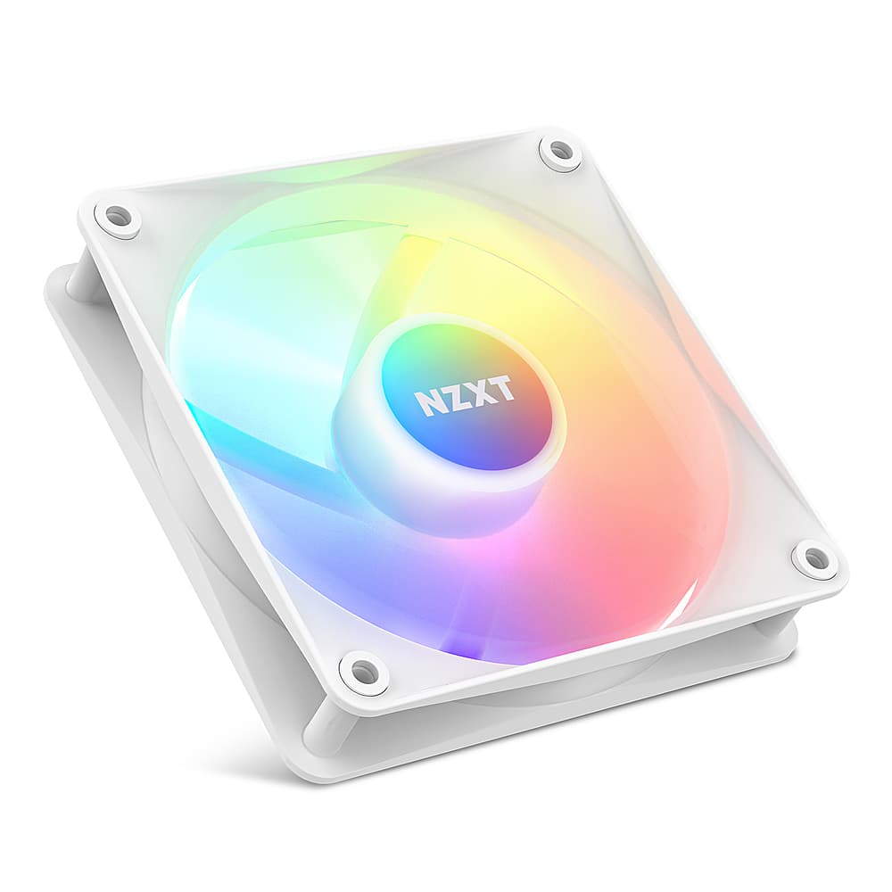 Front. NZXT - F120 Core RGB 120mm Computer Case Fan with Fluid Dynamic Bearings - White.
