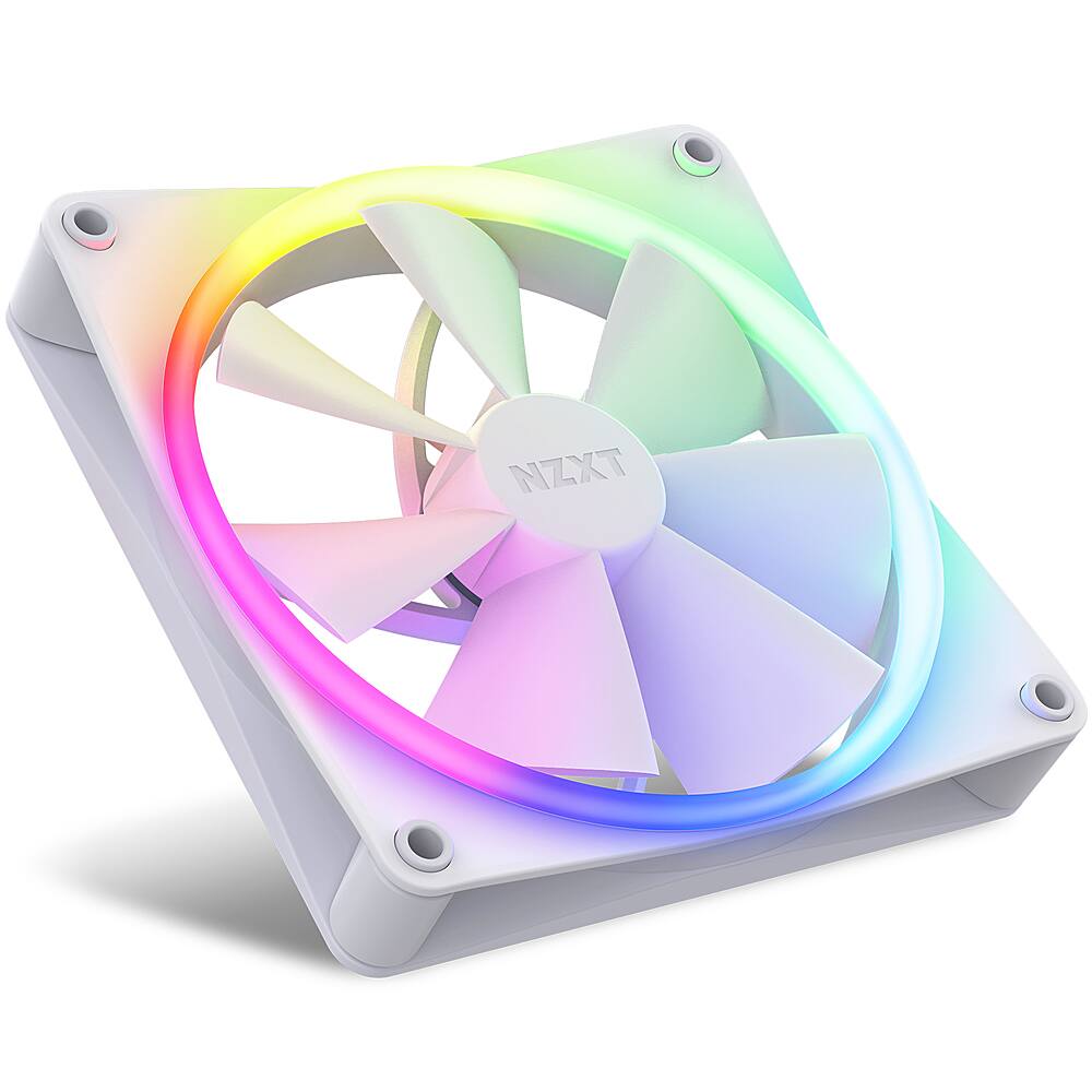 Alt View 1. NZXT - F140 RGB 140mm Computer Case Fan with RGB Controller and Fluid Dynamic Bearings (2-pack) - White.