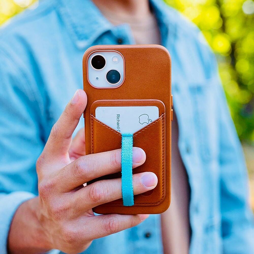 Alt View 2. Bluebonnet - Leather Case with MagSafe for Apple iPhone 14 - Saddle Tan.