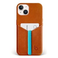 Bluebonnet - Leather Wallet Case for Apple iPhone 14 - Saddle Tan - Front_Zoom