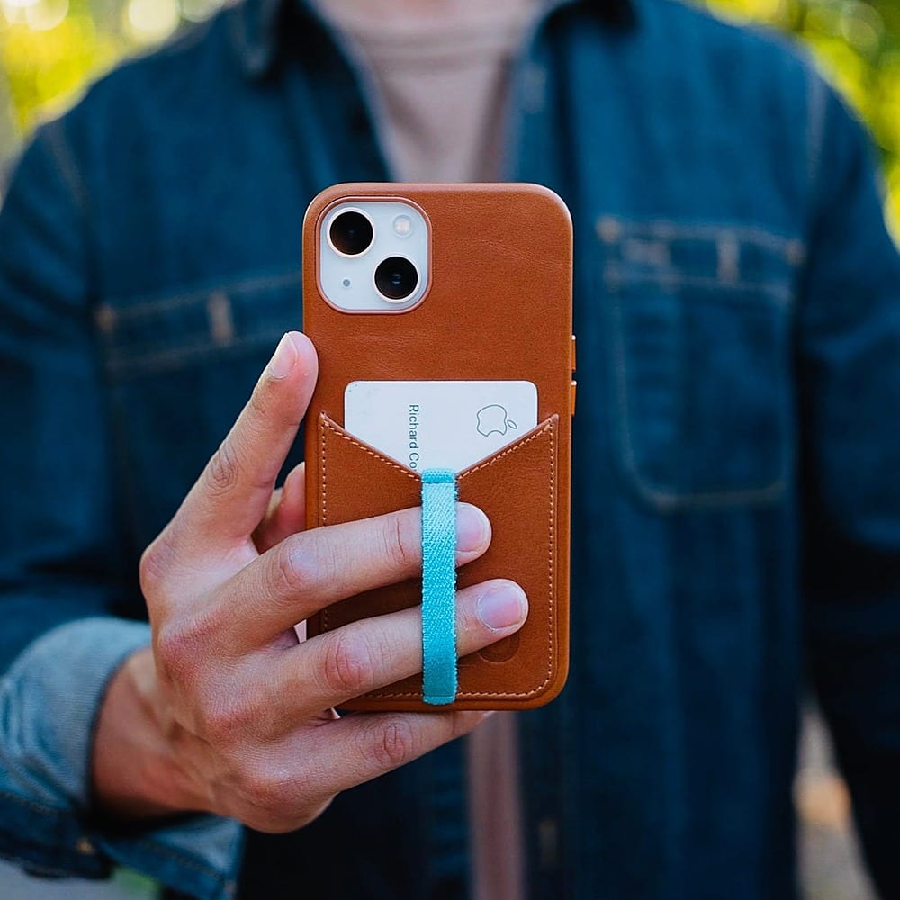 Alt View 2. Bluebonnet - Leather Wallet Case for Apple iPhone 14 Pro - Saddle Tan.