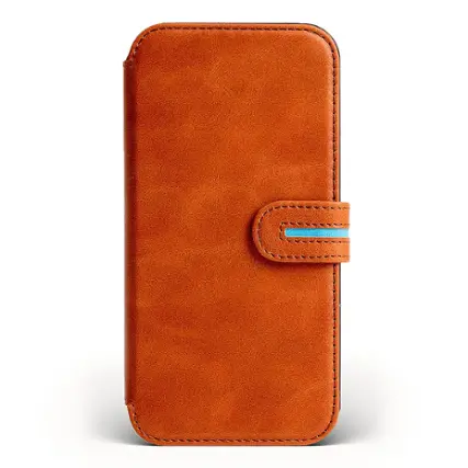 Front. Bluebonnet - Leather Folio Case for Apple iPhone 13 Pro Max - Tuscan Tan.