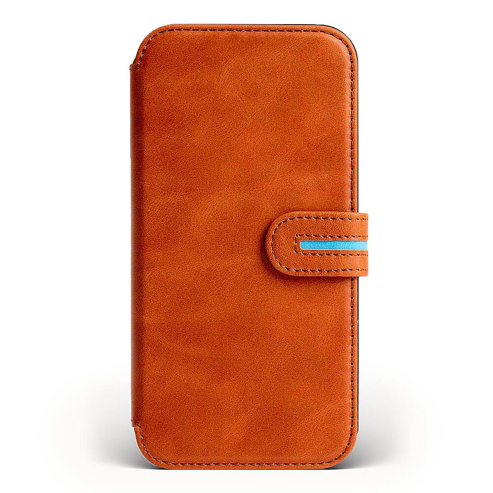Front. Bluebonnet - iPhone 13 Pro Case Folio, Calfskin Leather, Magsafe Compatible, Wireless Charging, Designed for Organization - Tuscan Tan.