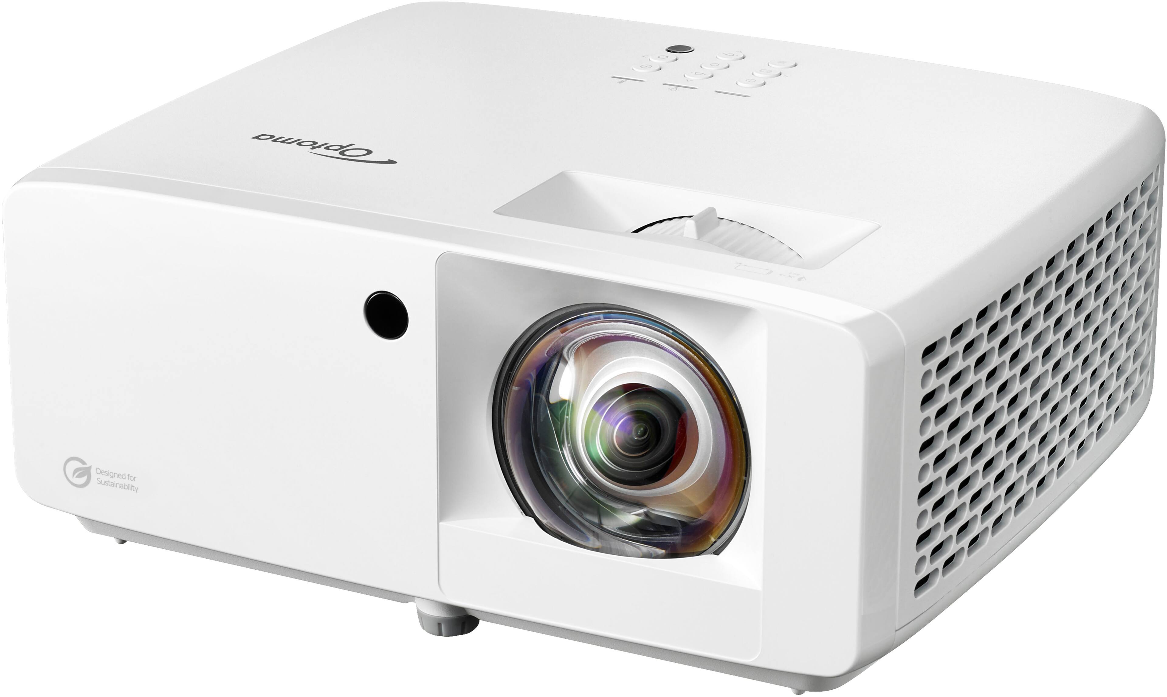 Angle. Optoma - UHZ35ST Compact Short Throw Laser Home Theater and Gaming Projector, 4K UHD Laser, High Bright 3,500 Lumens - White.