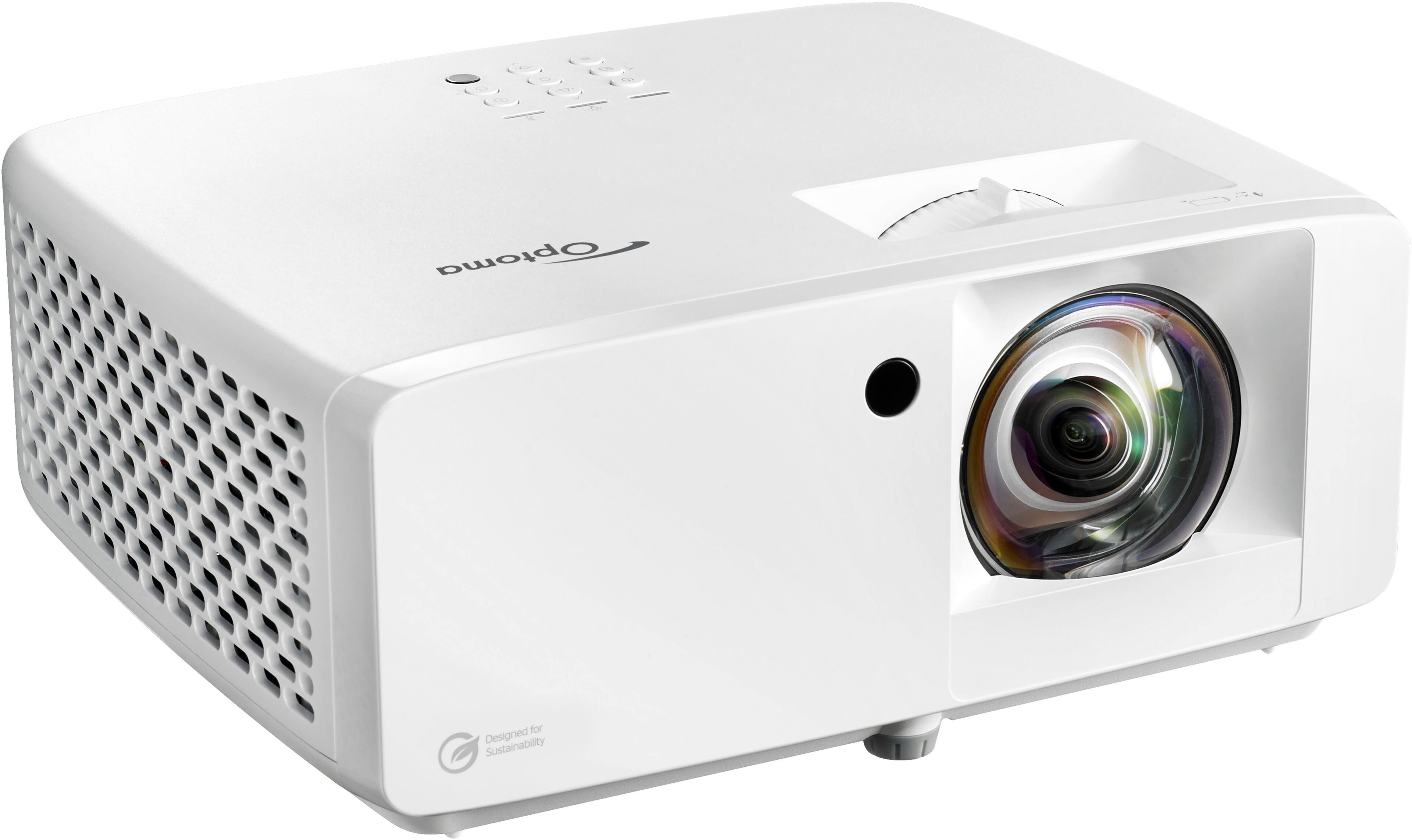 Left. Optoma - UHZ35ST Compact Short Throw Laser Home Theater and Gaming Projector, 4K UHD Laser, High Bright 3,500 Lumens - White.
