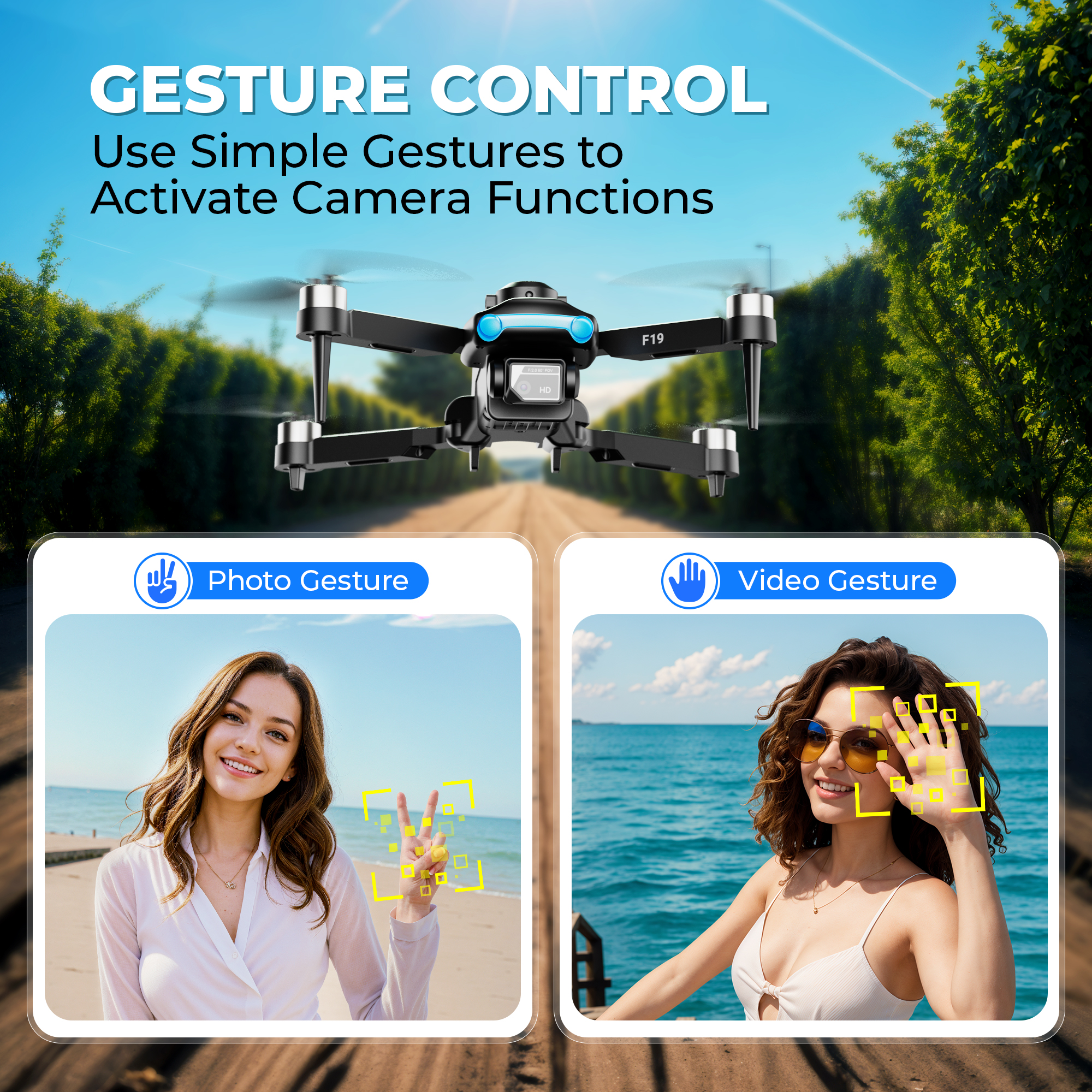 Contixo F19 Drone with 1080P Camera for Adults & Kids – RC Foldable  Quadcopter with Four-Way Obstacle Avoidance, Follow Me, Waypoint Fly,  Altitude