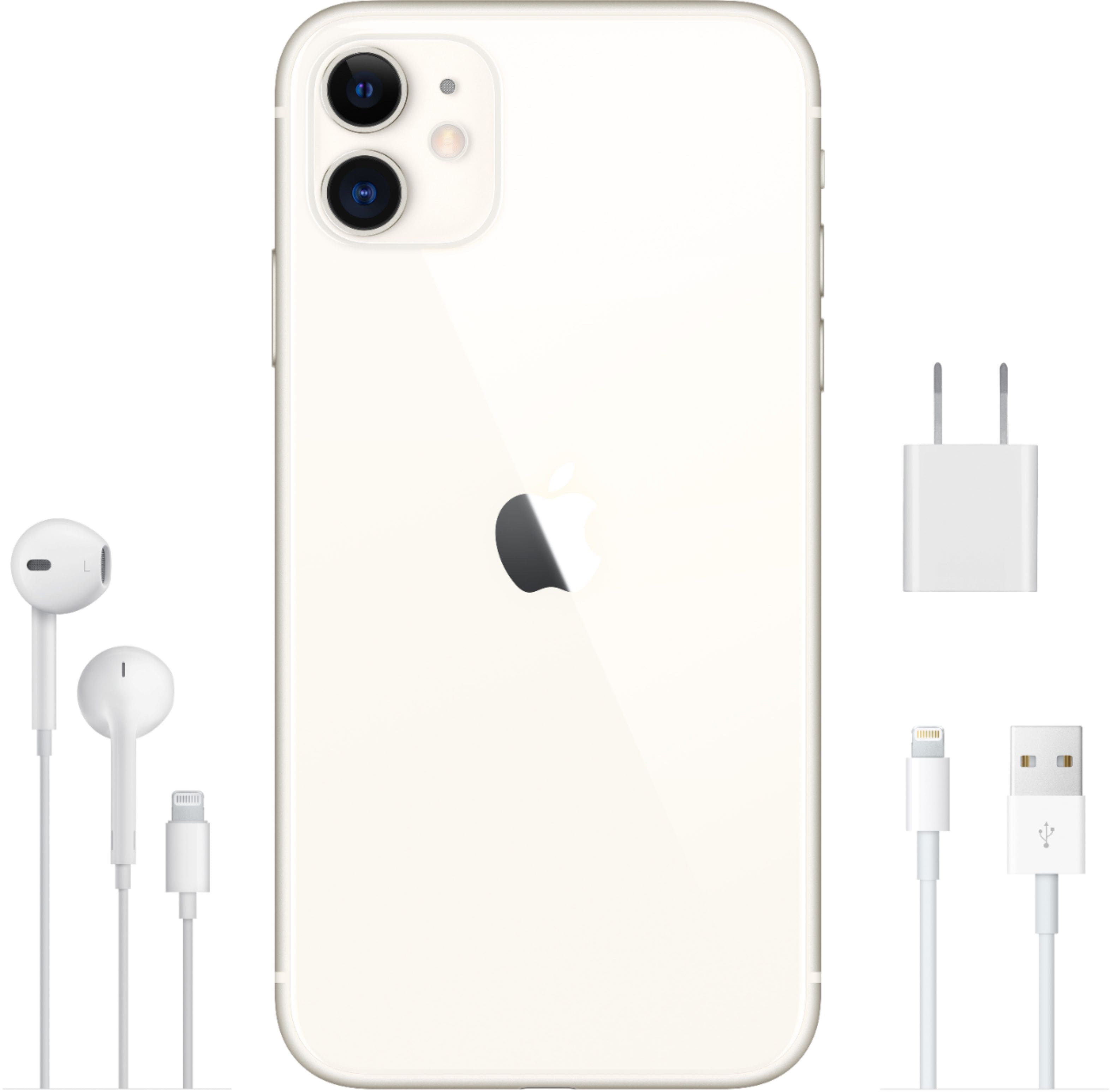 Alt View 16. Apple - Geek Squad Certified Refurbished iPhone 11 with 64GB Memory Cell Phone (Unlocked) - White.
