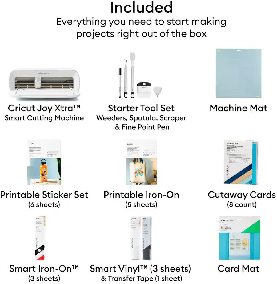 Xtra Machine Kit Cricut Joy Xtra Smart Cutting Machine + Starter Kit White 8002040 ...