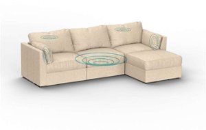 Lovesac - 4 Seats + 5 Angled Sides Combed Chenille Lovesoft Sactional with 8 Speaker Immersive Sound + Charge System - Tan - Front_Zoom