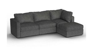 Lovesac - 4 Seats (1 Storage) + 5 Sides Corded Velvet & Standard Foam Sactional - Charcoal Grey - Front_Zoom