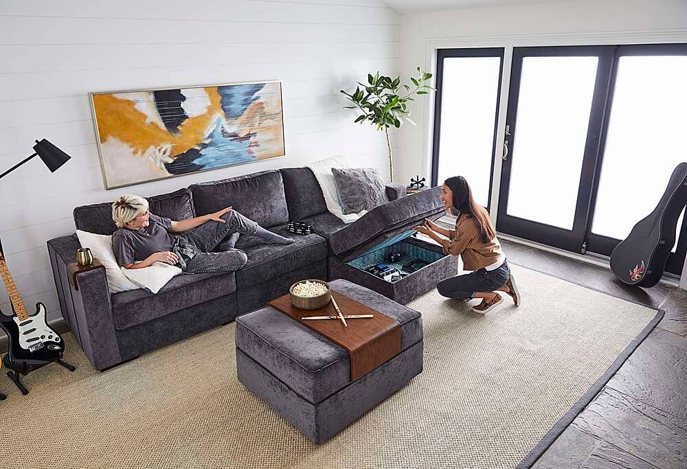 Best Buy Lovesac 4 Seats (2 Storage) + 5 Angled Sides Combed Chenille