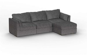 Lovesac - 4 Seats (1 Storage) + 5 Angled Sides Corded Velvet & Standard Foam Sactional - Charcoal Grey - Front_Zoom
