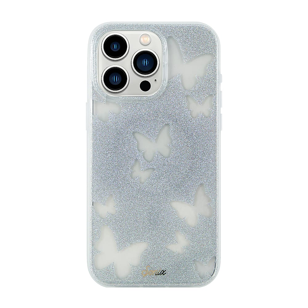 Front. Sonix - Sonix Magsafe case for Apple iPhone 15 Pro Max - Glitter Mariposa Silver.