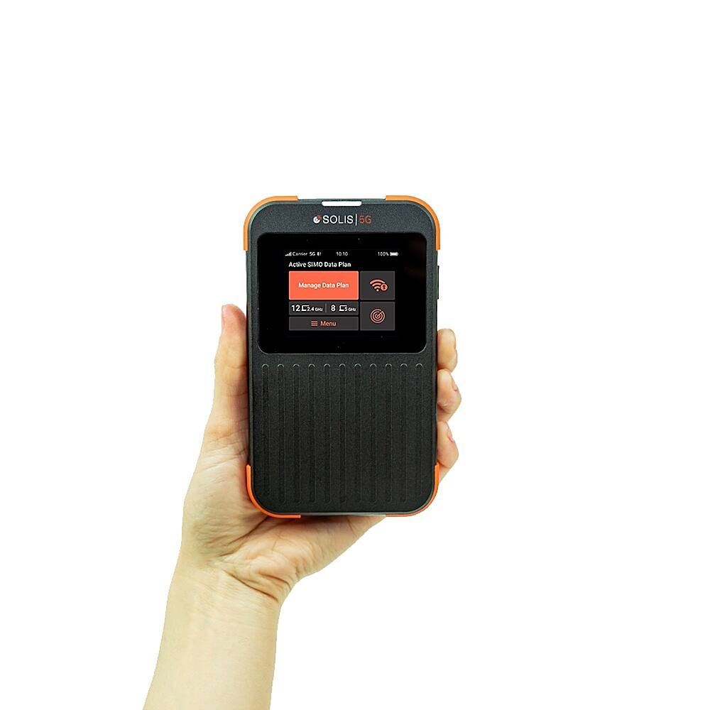 Alt View 13. Solis - 5G Mobile Wi-Fi Hotspot - Local & International Coverage Router with Lifetime Data Plan - Black / Orange.