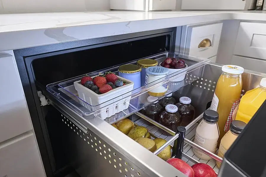 Alt View 17. Zephyr - Presrv 5.1 Cu. Ft. Built-In Dual Zone Compact Refrigerator Drawers - Panel Ready.