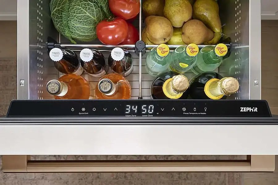 Alt View 18. Zephyr - Presrv 5.1 Cu. Ft. Built-In Dual Zone Compact Refrigerator Drawers - Panel Ready.