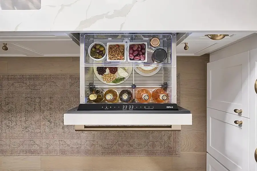 Alt View 20. Zephyr - Presrv 5.1 Cu. Ft. Built-In Dual Zone Compact Refrigerator Drawers - Panel Ready.