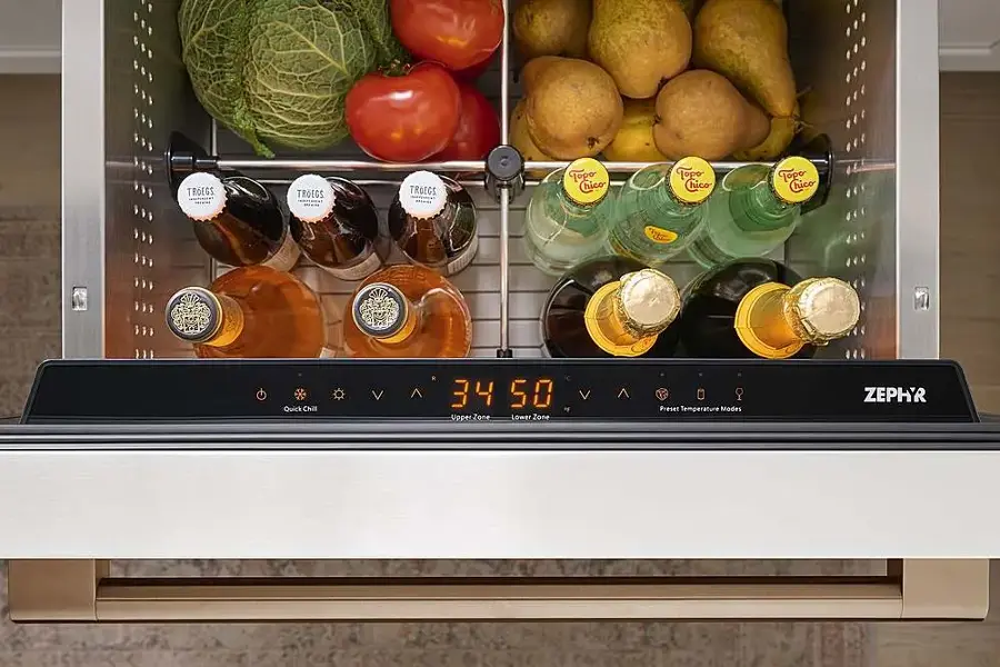 Alt View 22. Zephyr - Presrv 5.1 Cu. Ft. Built-In Dual Zone Compact Refrigerator Drawers - Panel Ready.