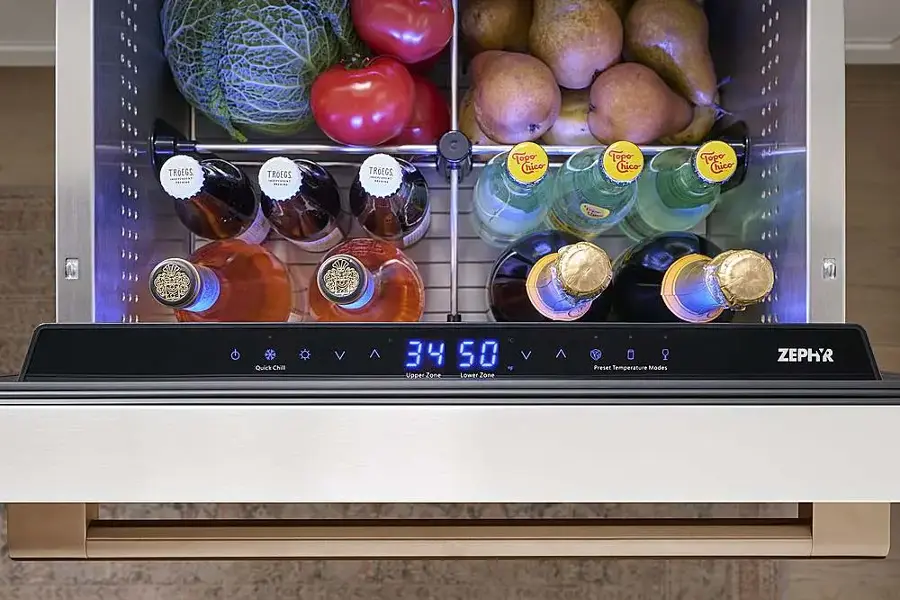 Alt View 24. Zephyr - Presrv 5.1 Cu. Ft. Built-In Dual Zone Compact Refrigerator Drawers - Panel Ready.
