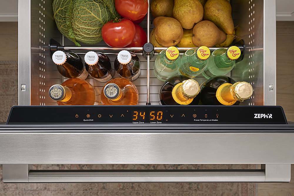 Alt View 31. Zephyr - Presrv 5.1 Cu. Ft. Built-In Dual Zone Refrigerator Drawers - Stainless Steel.