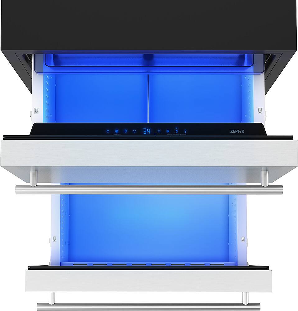 Angle. Zephyr - Presrv 5.4 Cu. Ft. Built-In Single Zone Refrigerator Drawers - Stainless Steel.