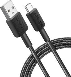 Anker - 322 USB-A to USB-C Cable - 6ft, Nylon - Black - Front_Zoom