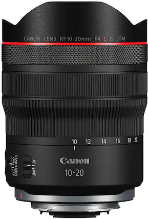 Front. Canon - RF10-20mm F4 L IS STM Ultra-Wide-Angle Lens for EOS R-Series Cameras - Black.