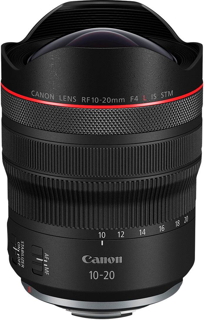 Left. Canon - RF10-20mm F4 L IS STM Ultra-Wide-Angle Lens for EOS R-Series Cameras - Black.