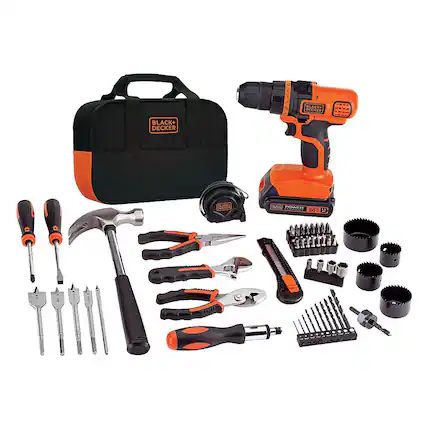 Front. Black+Decker - Black+Decker MAX 20V 68-Piece Cordless Drill & Tool Kit (1 x 20V Battery and 1 x Charger) - Orange.