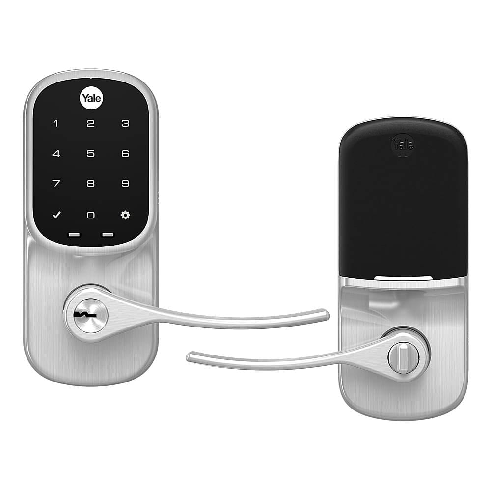Yale - Assure Lock - Electronic Lever Lock with Touchscreen Keypad | Key Access - Satin Nickel - Front_Zoom